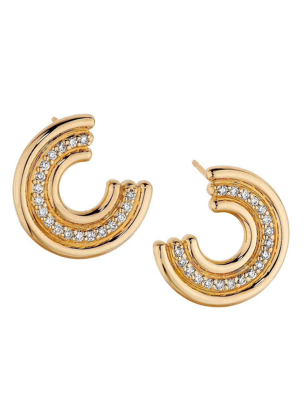 Womens Revival 14K Yellow Gold & 0.38 TCW Natural Diamond Mini Stud Earrings Product Image