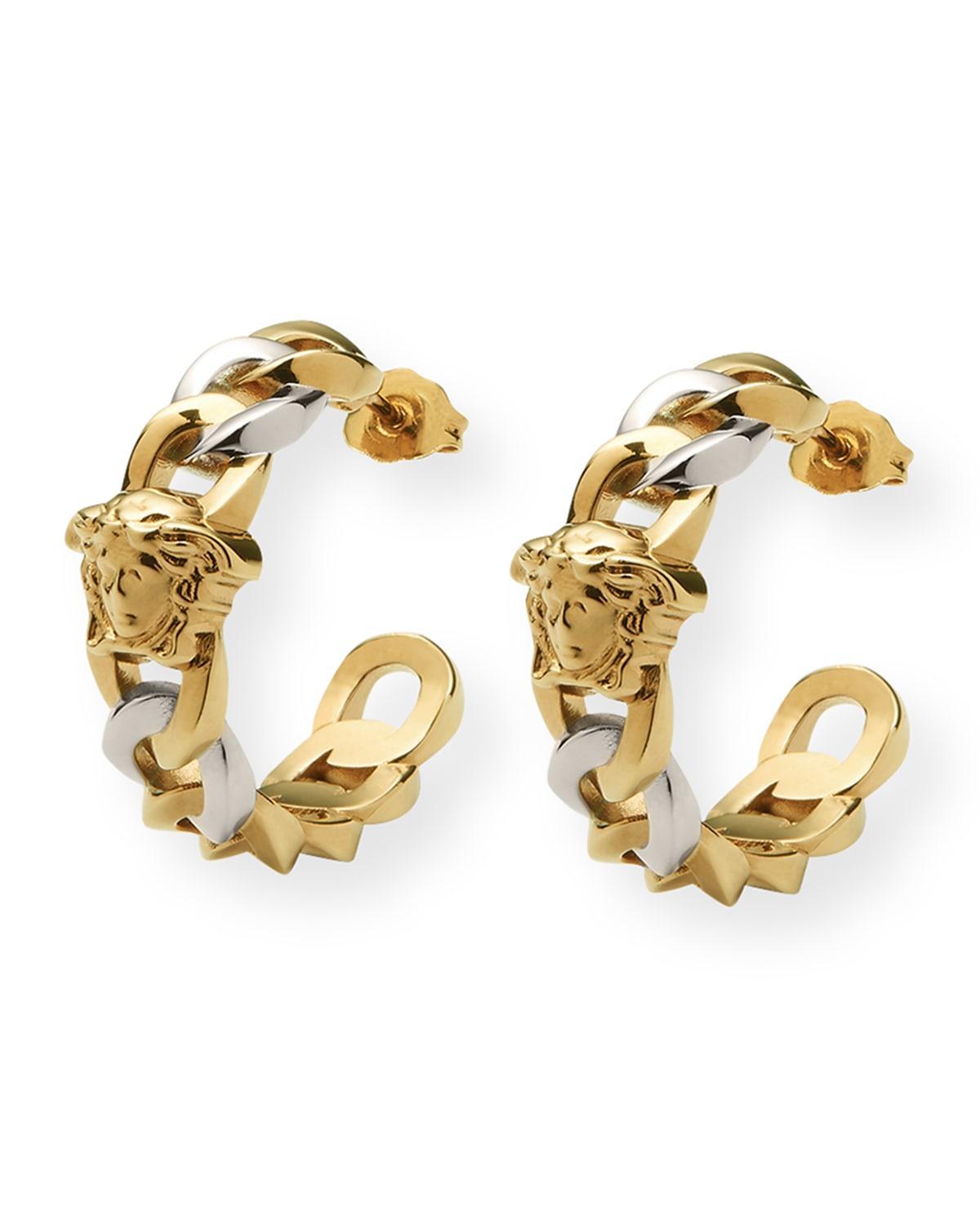 Womens Two-Tone Chunky Chain Hoop Earrings Product Image