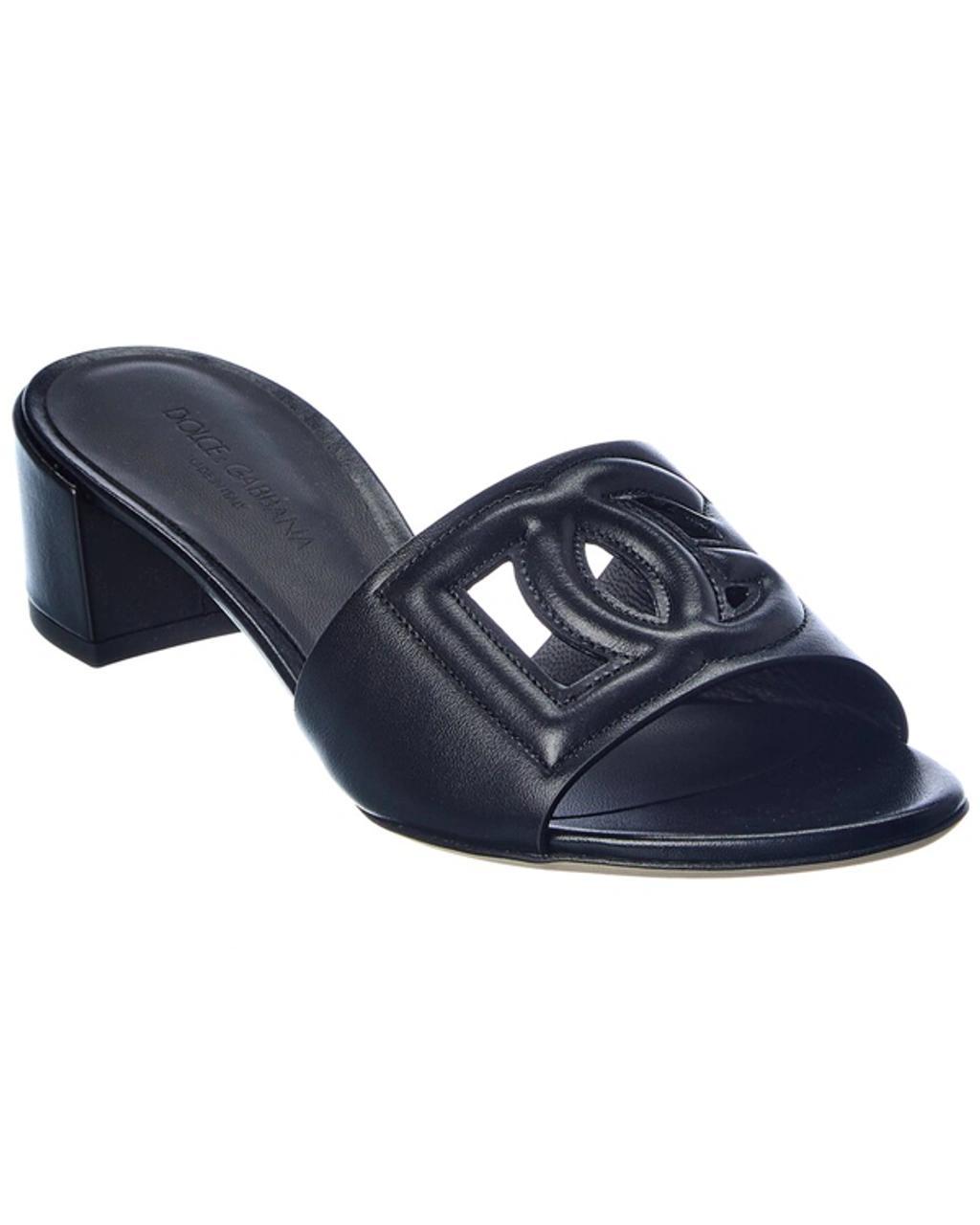 DOLCE & GABBANA Dg Logo Leather Sandal In Black product image