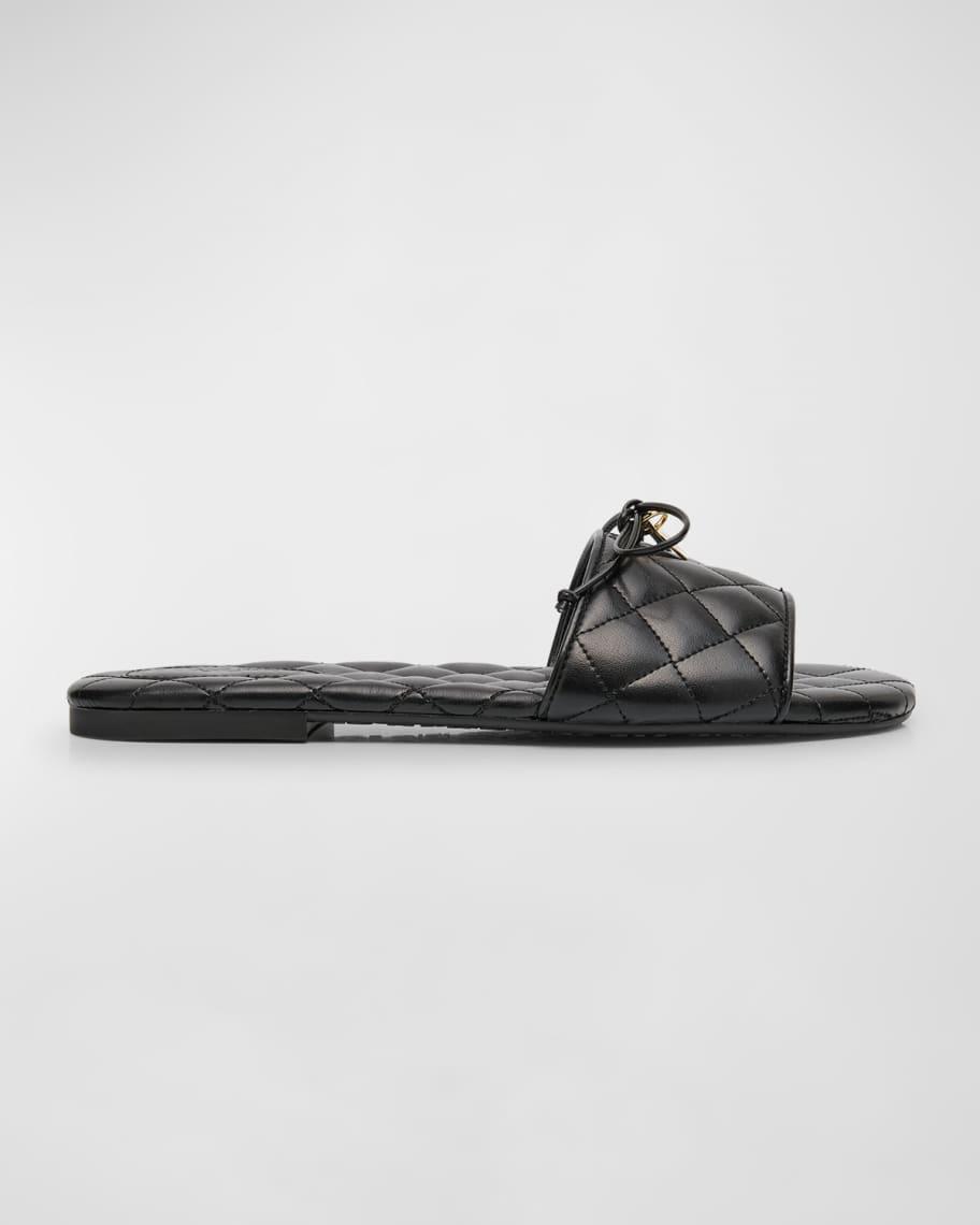 Jodie Quilted Bow Slide Sandals Product Image