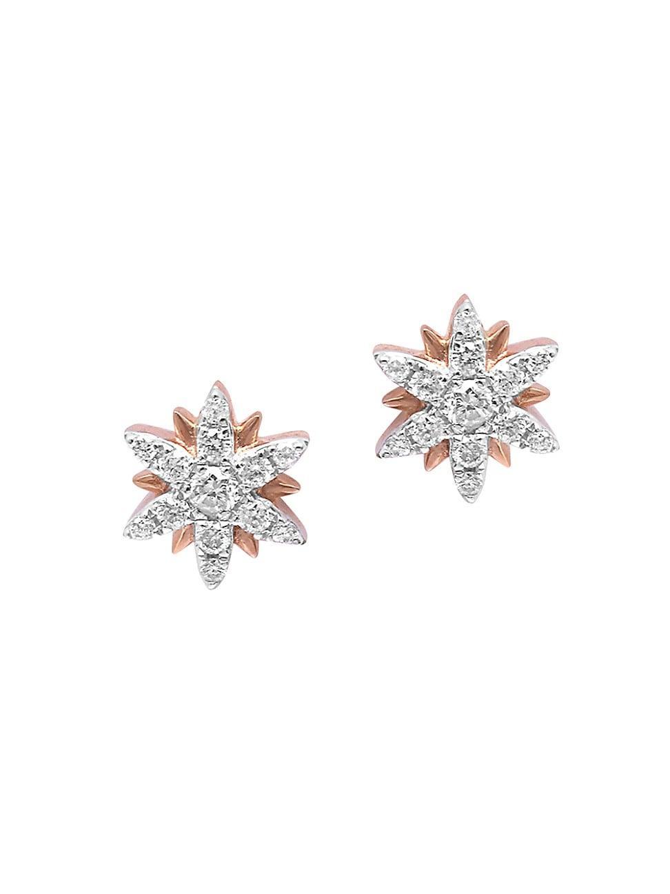 Womens Magic Touch 18K Rose Gold & Diamond Sun Stud Earrings Product Image