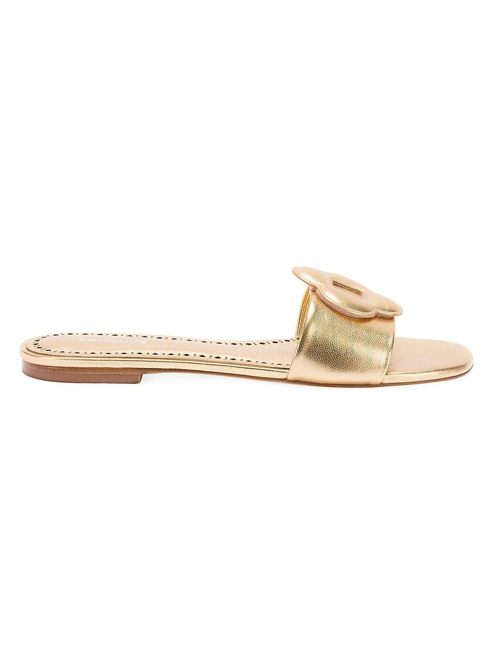 Womens Flora Metallic Leather Mules Product Image