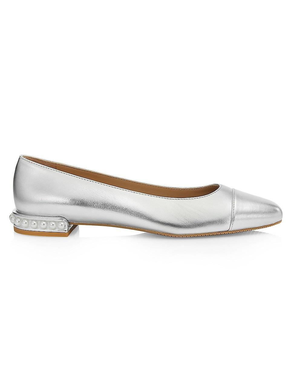 Womens Metallic Leather Ballet Flats product image