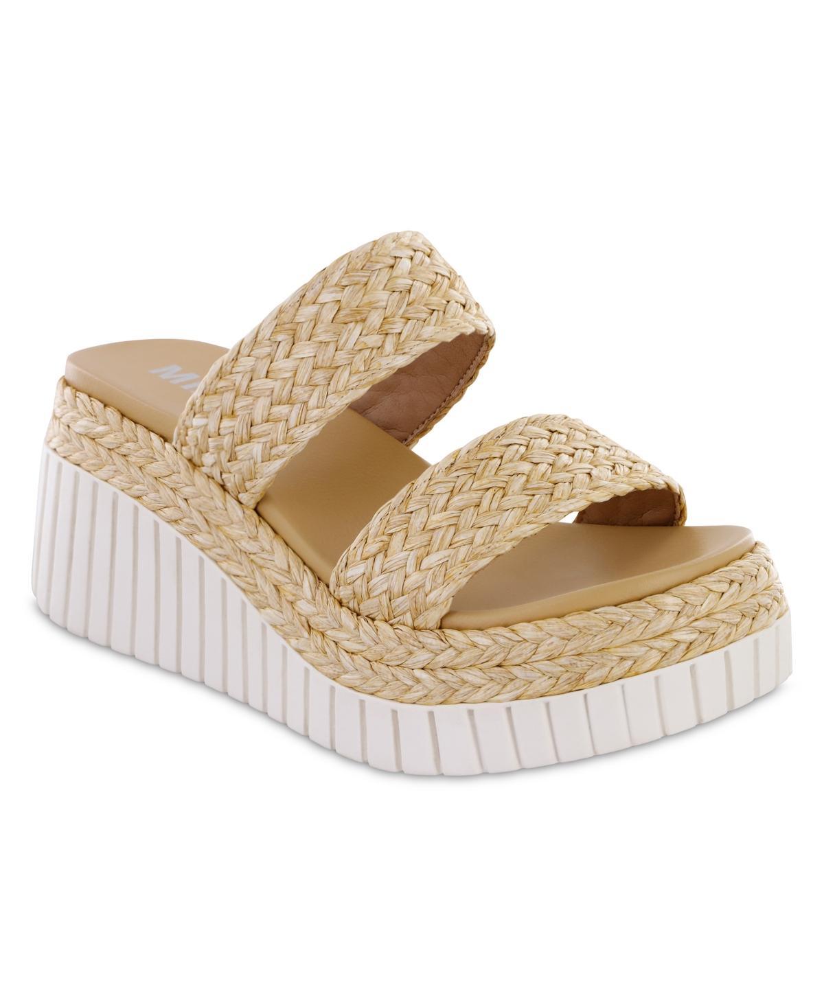 Mia Womens Zayla Raffia Wedge Slide Sandals Product Image