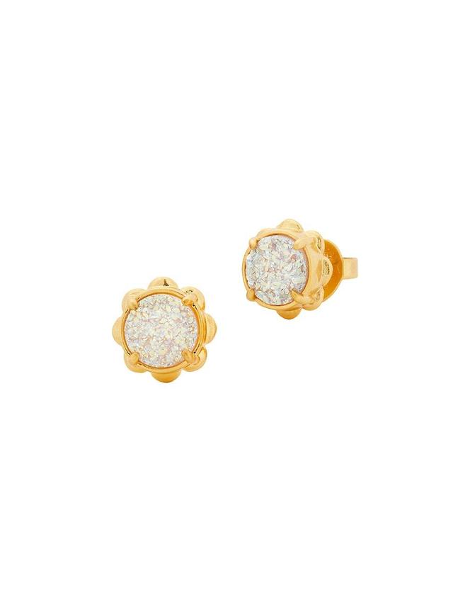 Womens Glam Goldtone & Agate Stud Earrings Product Image