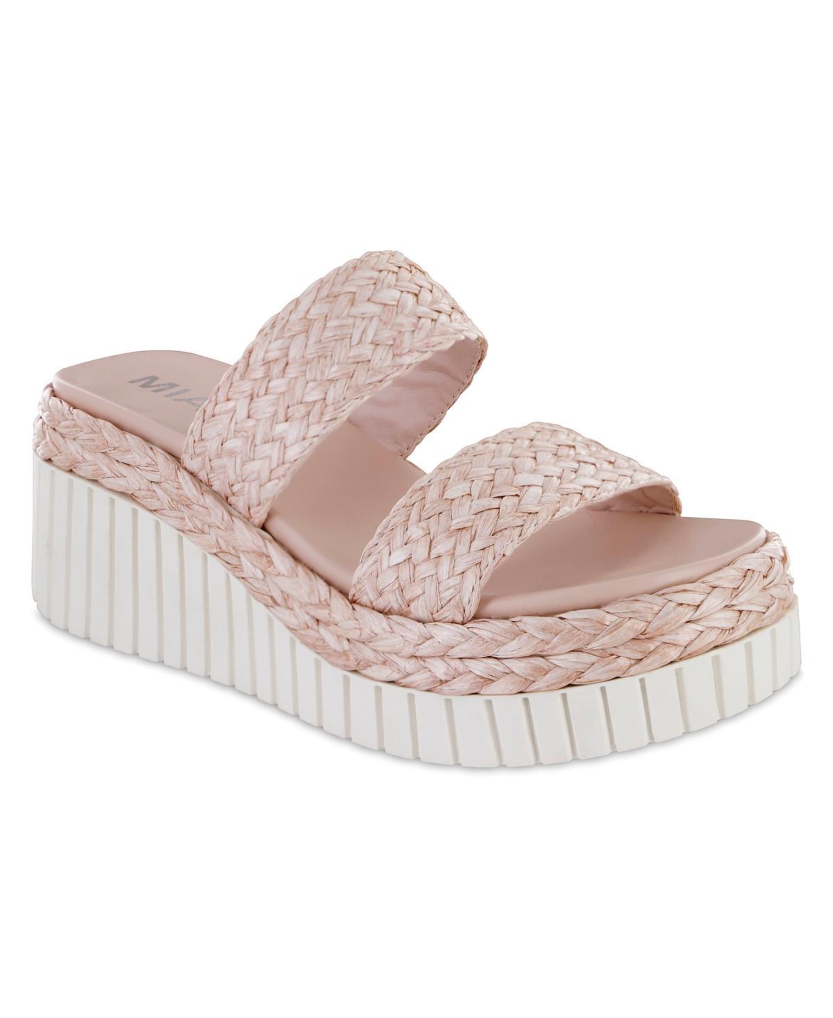 Mia Womens Zayla Raffia Wedge Slide Sandals Product Image