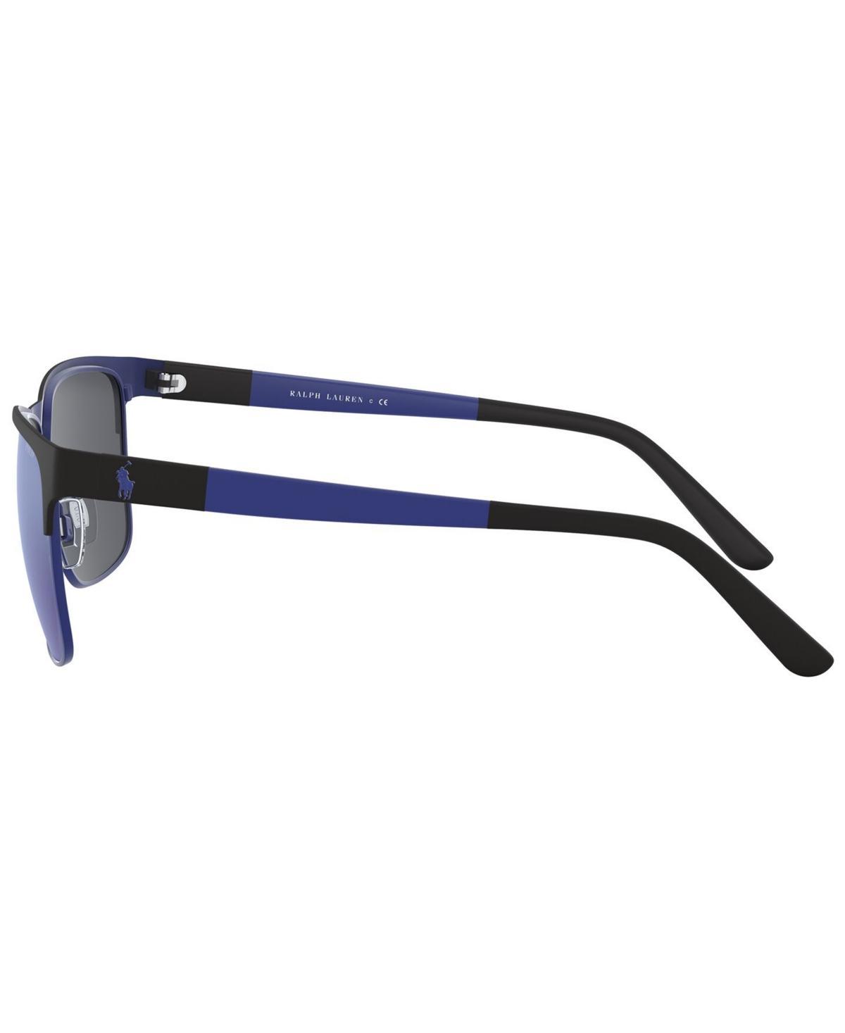 POLO RALPH LAUREN Sunglasses, Ph3128 In Matte Black,matte Royal Blue,blue Mirror Product Image