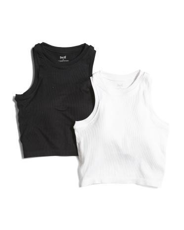 2pk Ribbed Crop Bra Tank Tops for Women Product Image