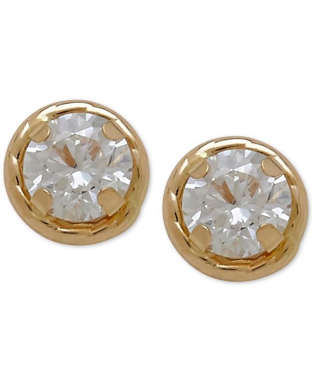 Childrens Round Cubic Zirconia Stud Earrings in 14k Gold Product Image