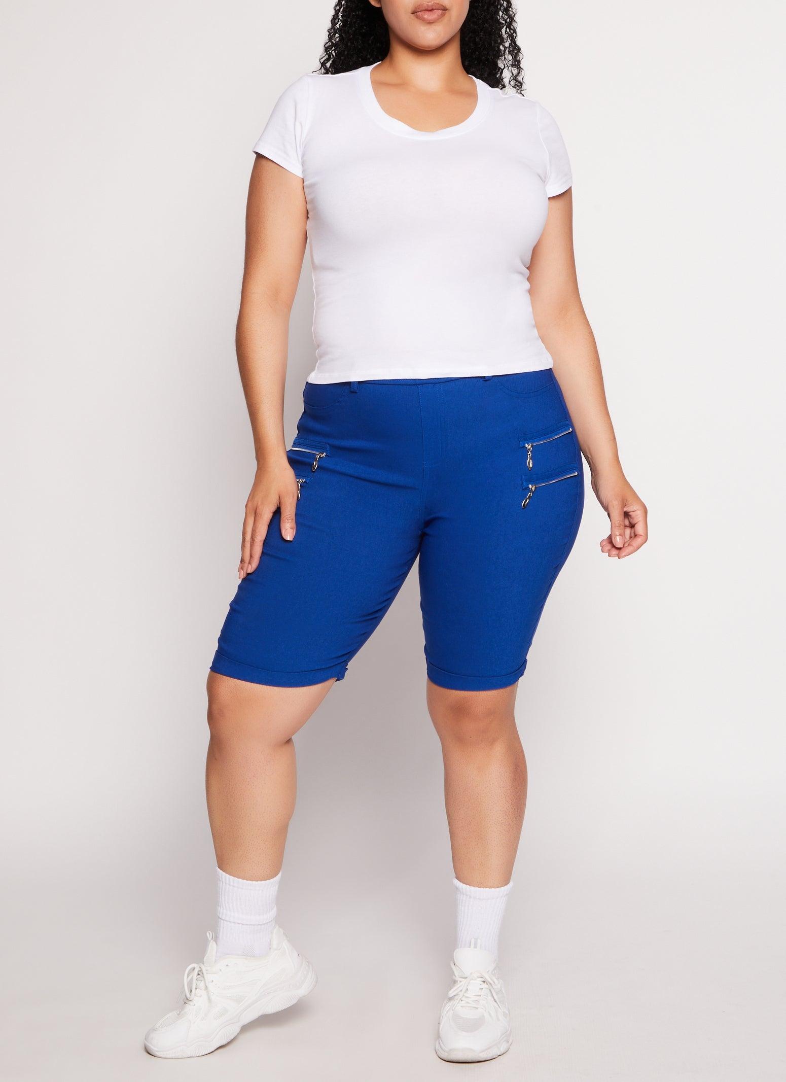 Womens Plus Size Four Zipper Detail Bermuda Shorts Product Image