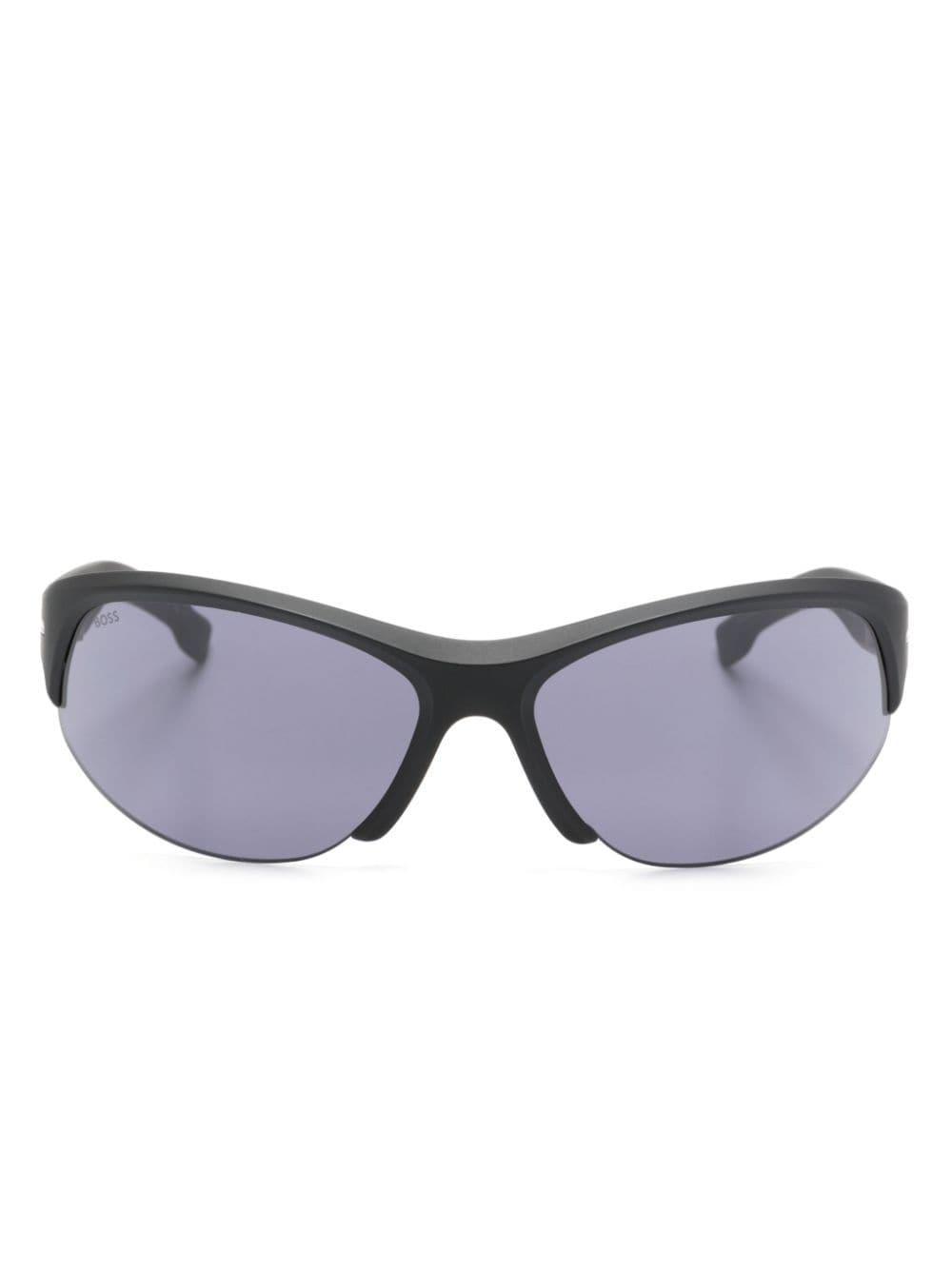 Half-rim Shield-frame Sunglasses In Schwarz Product Image