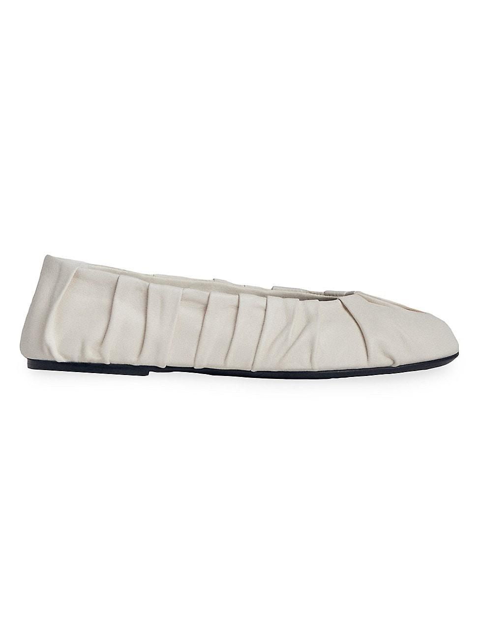 Womens Ruched Leather Ballet Flats Product Image