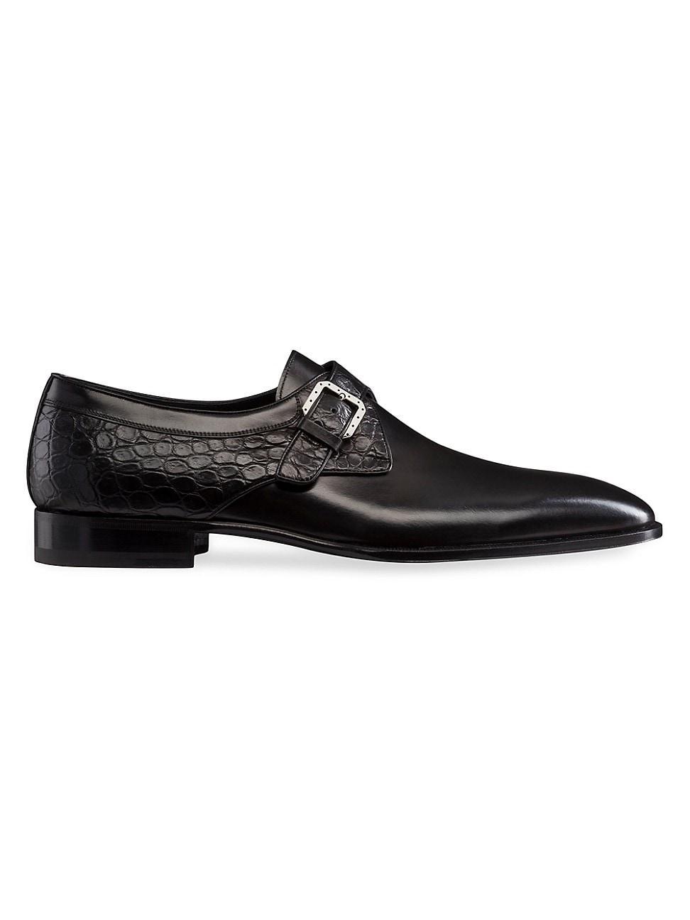 Mens Calfskin and Matted Crocodile Leather Dress Shoes Product Image