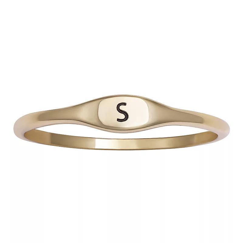 PRIMROSE Polished Oval Oxidized Initial Ring, Womens Gold Tone Y Product Image