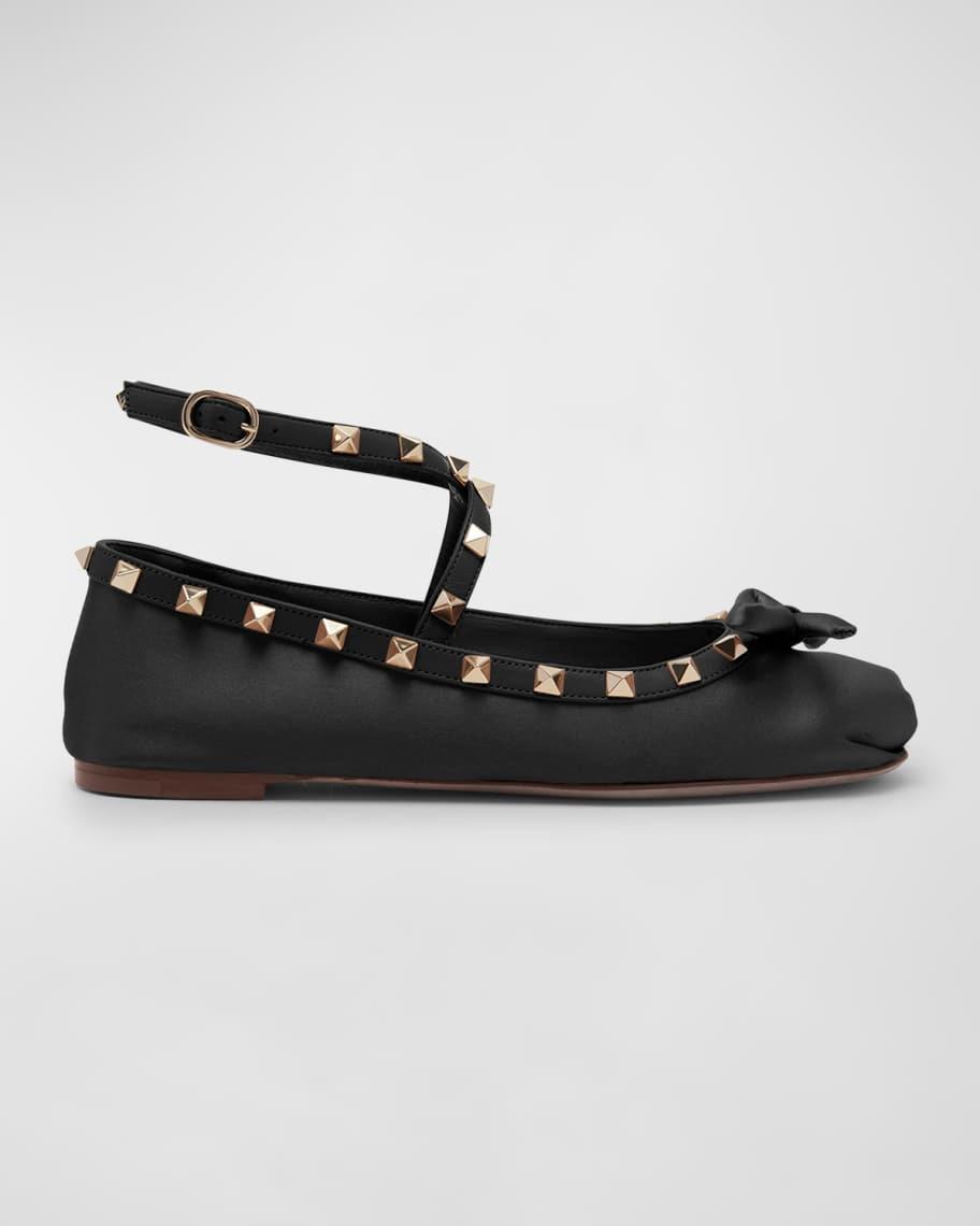 Rockstud Satin Ballerina Flats Product Image