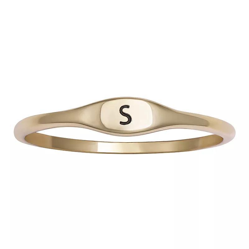 PRIMROSE Polished Oval Oxidized Initial Ring, Womens Gold Tone D Product Image