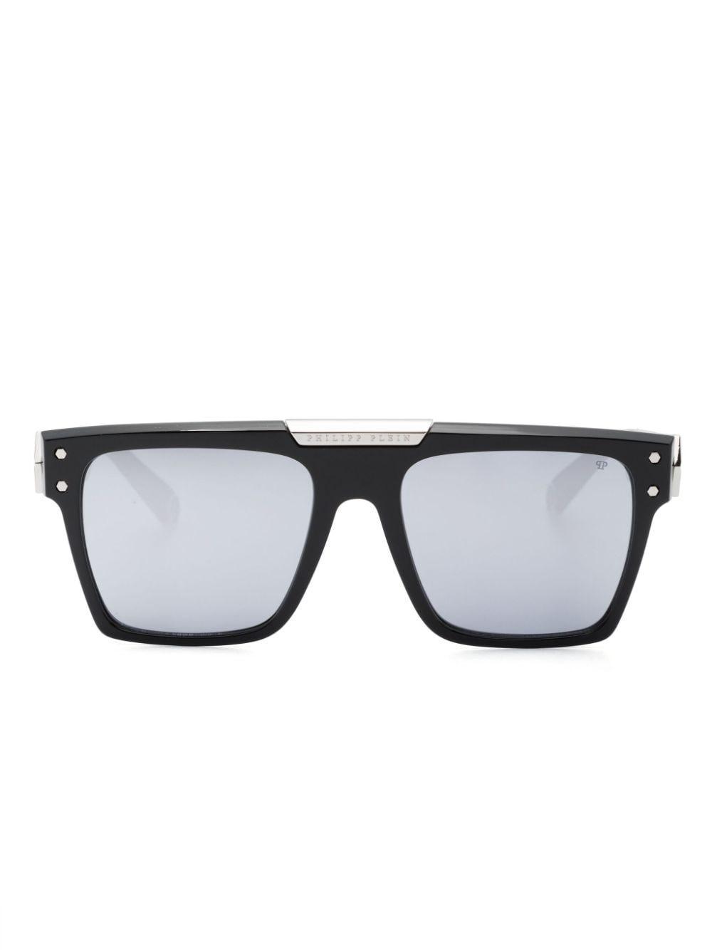 Logo-plaque Square-frame Sunglasses In Black Product Image