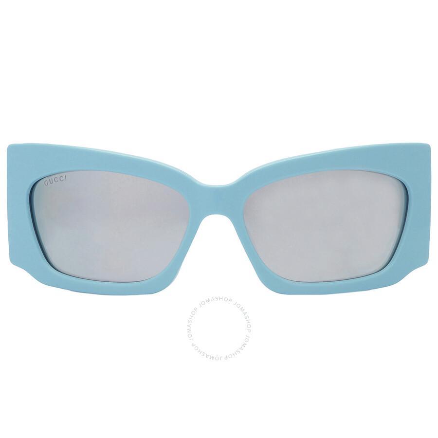 Silver Wrap Ladies Sunglasses Gg1412s 005 62 In Blue / Silver Product Image