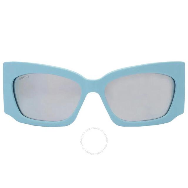 Silver Wrap Ladies Sunglasses Gg1412s 005 62 In Blue / Silver Product Image