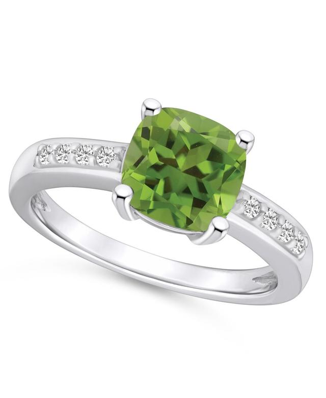 Alyson Layne 14k White Gold Cushion Peridot & 1/8 Carat T.W. Diamond Ring, Womens Green Product Image