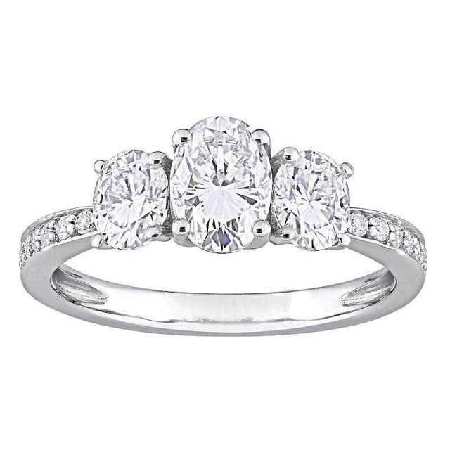 Stella Grace 10k White Gold 1 3/4 Carat T.W. Lab-Created Moissanite Oval 3-Stone Engagement Ring, Womens Product Image