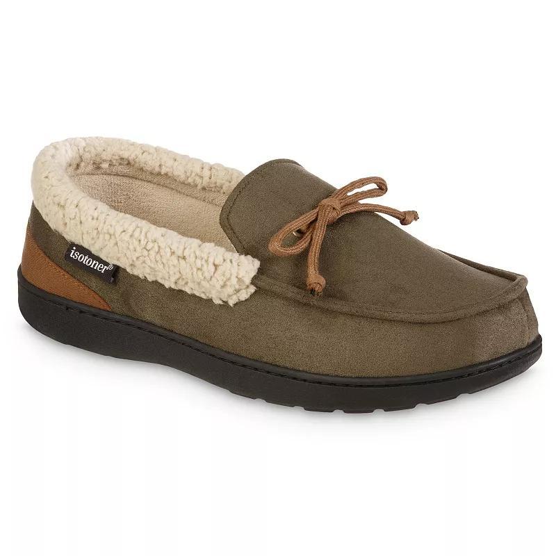 Isotoner Gel Infused Memory Foam Vincent Mens Moccasin Slippers Red Product Image