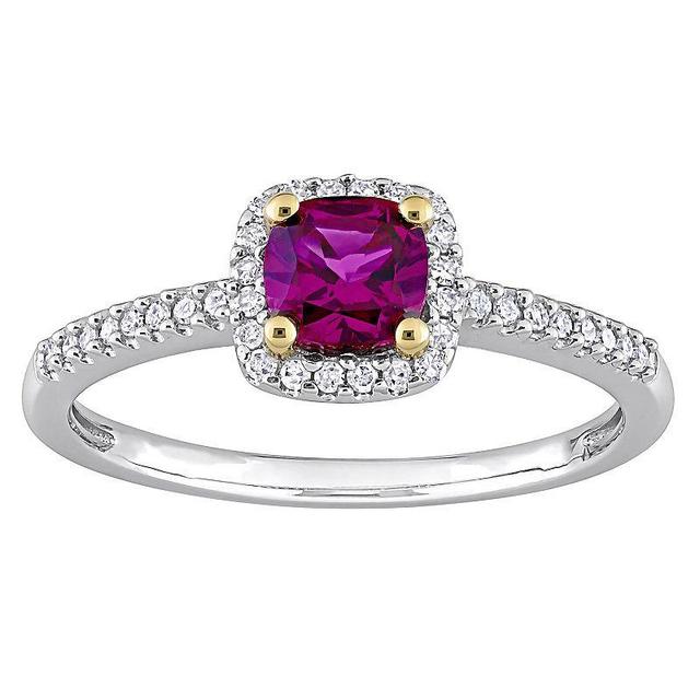 Stella Grace Two-Tone 10k Gold Rhodolite Garnet & 1/8 Carat T.W. Diamond Engagement Ring, Womens Red Product Image