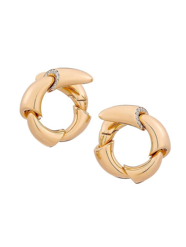 Womens Calla 18K Rose Gold, Titanium & 2-Edge Diamond Wraparound Hoop Earrings Product Image