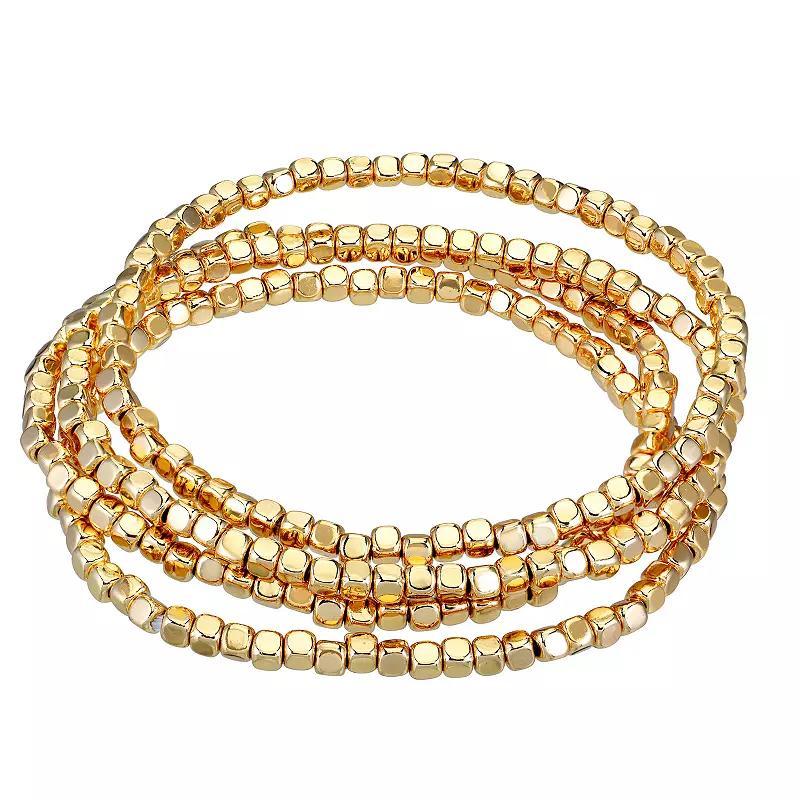 Emberly Gold Tone 4-Piece Beaded Stretch Bracelet Set, Womens, None Product Image