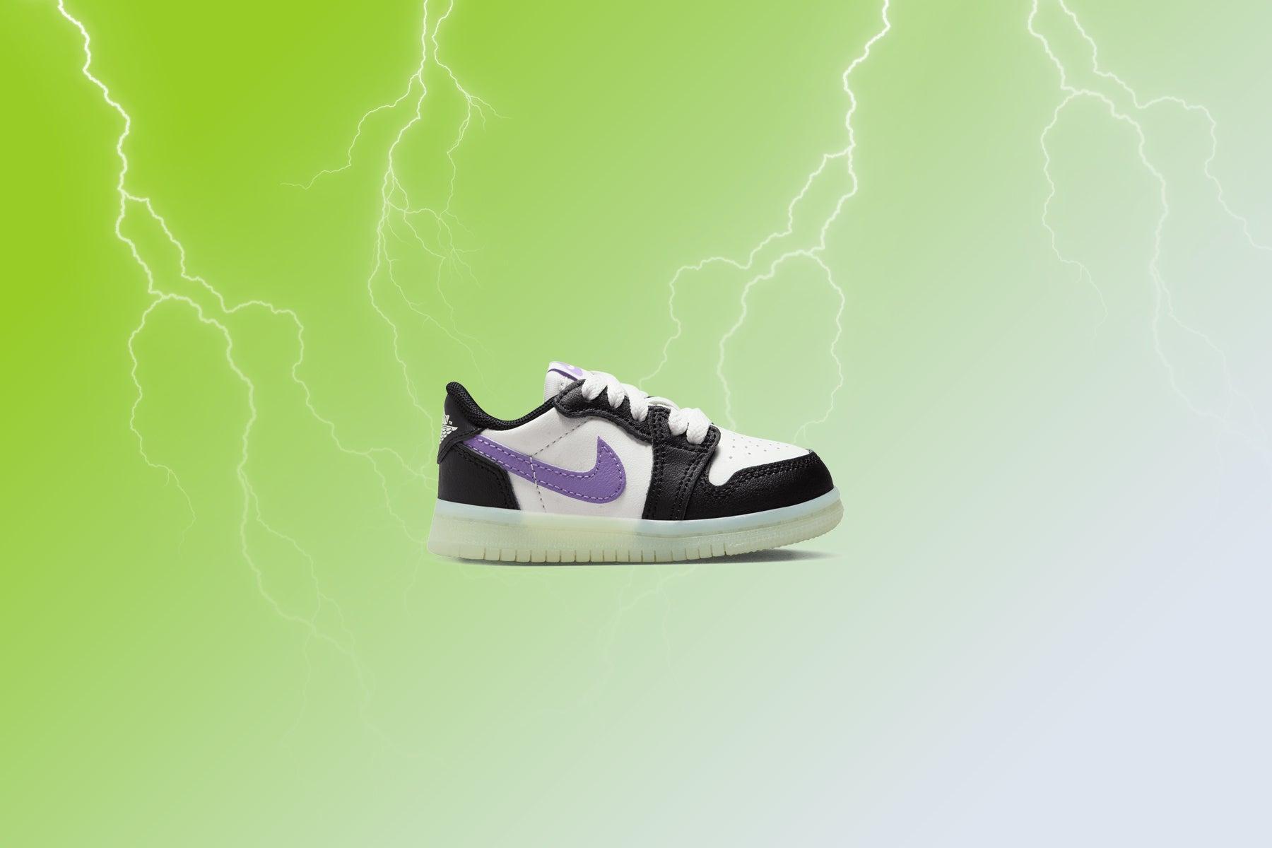 Air Jordan 1 Retro Low OG (TD) - Black/Black Raspberry/Volt TInt Male Product Image