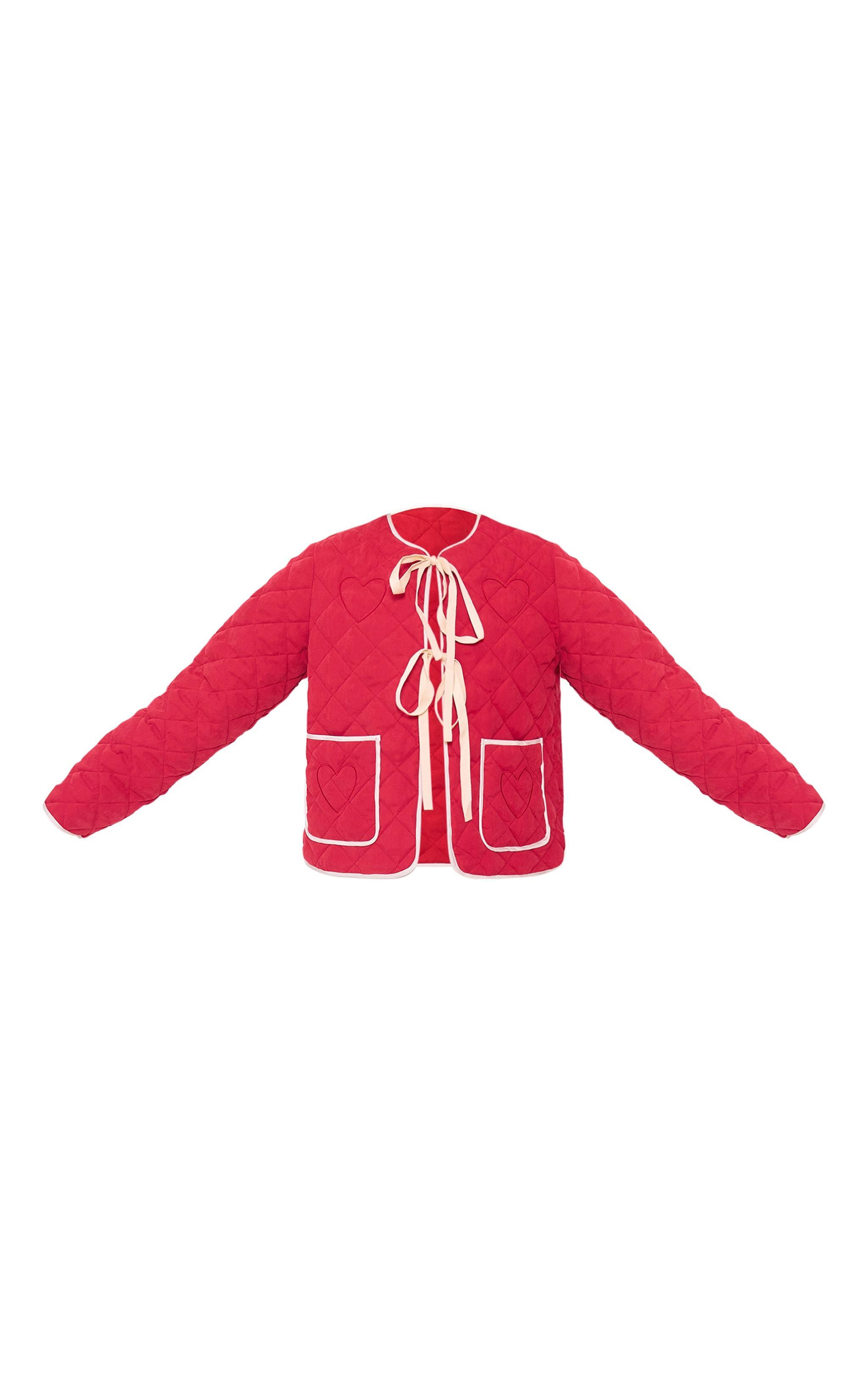 Red Quilted Stitch Detail Lightweight Jacket Product Image