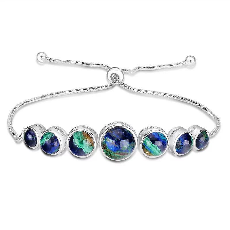 Gemistry Sterling Silver Gemstone Cabochon Adjustable Bracelet, Womens Azurite Product Image