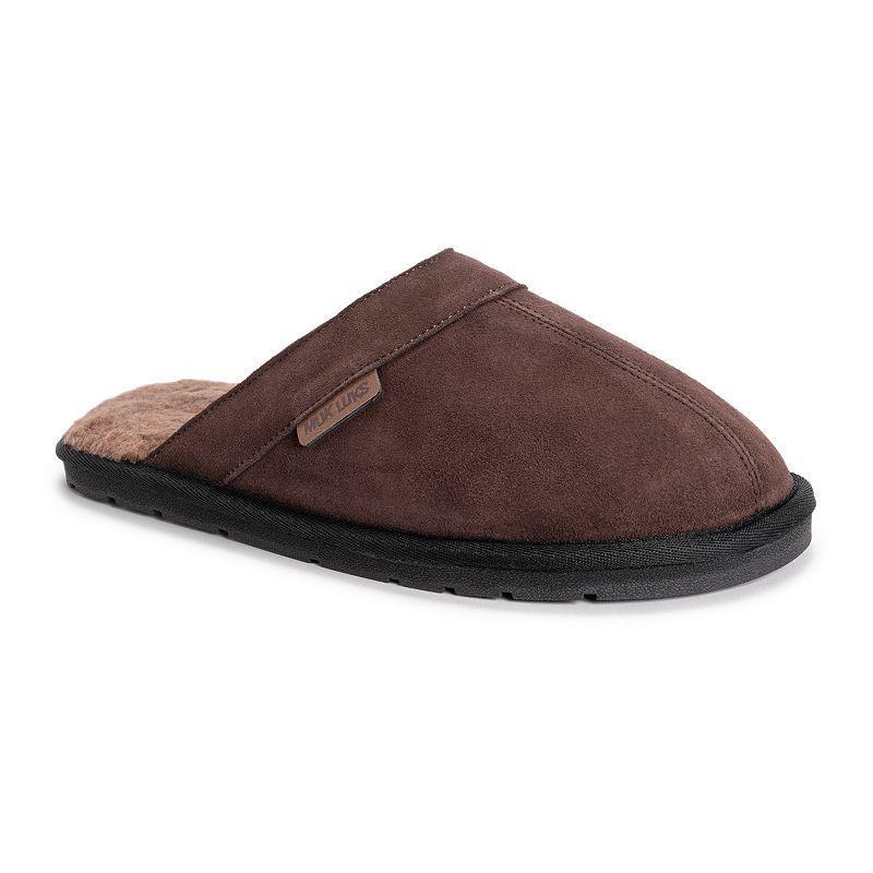 MUK LUKS Abbott Mens Leather Scuff Slippers Brown Product Image