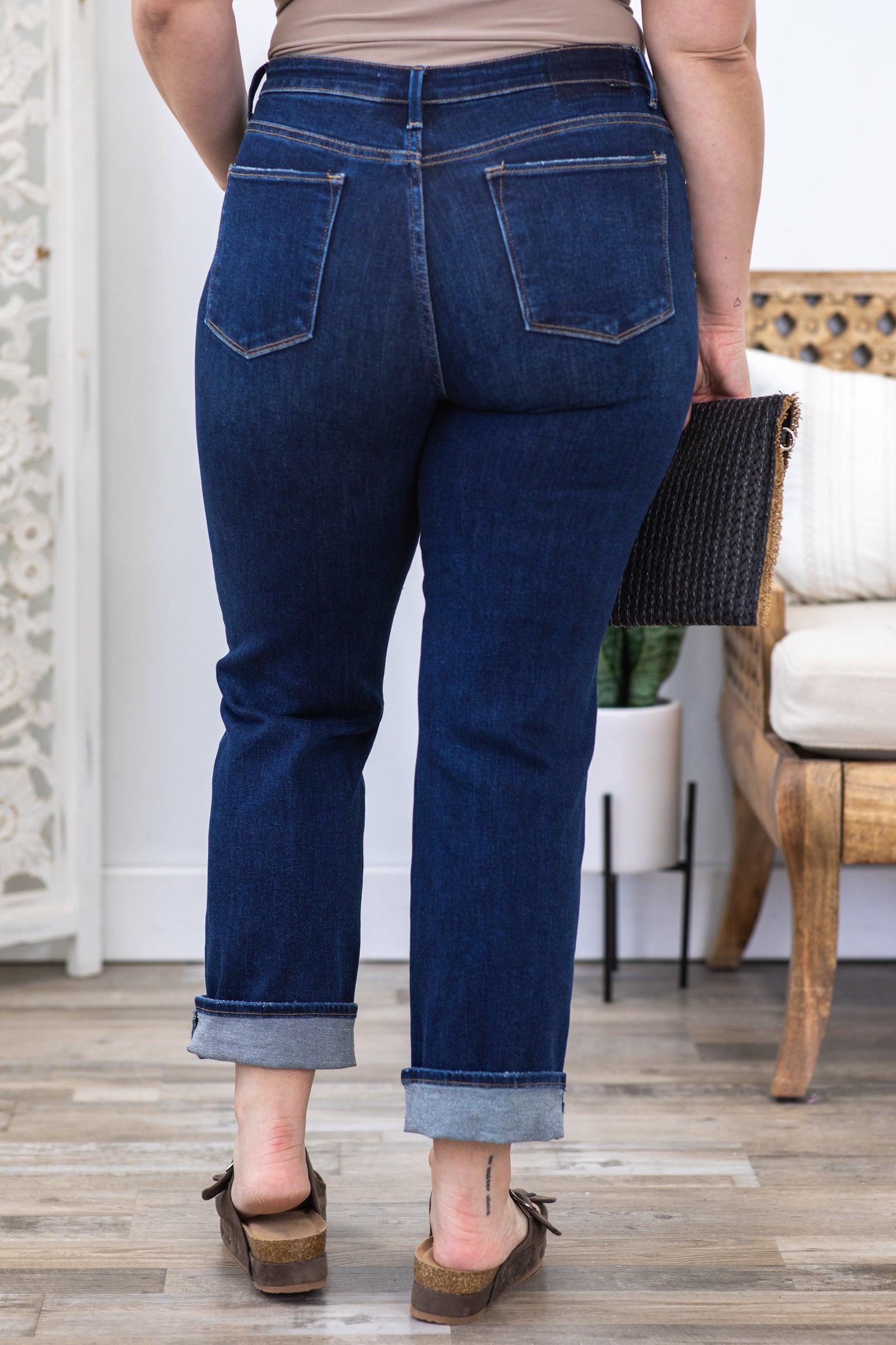 Risen Cross Over Waist Straight Leg Jeans Product Image