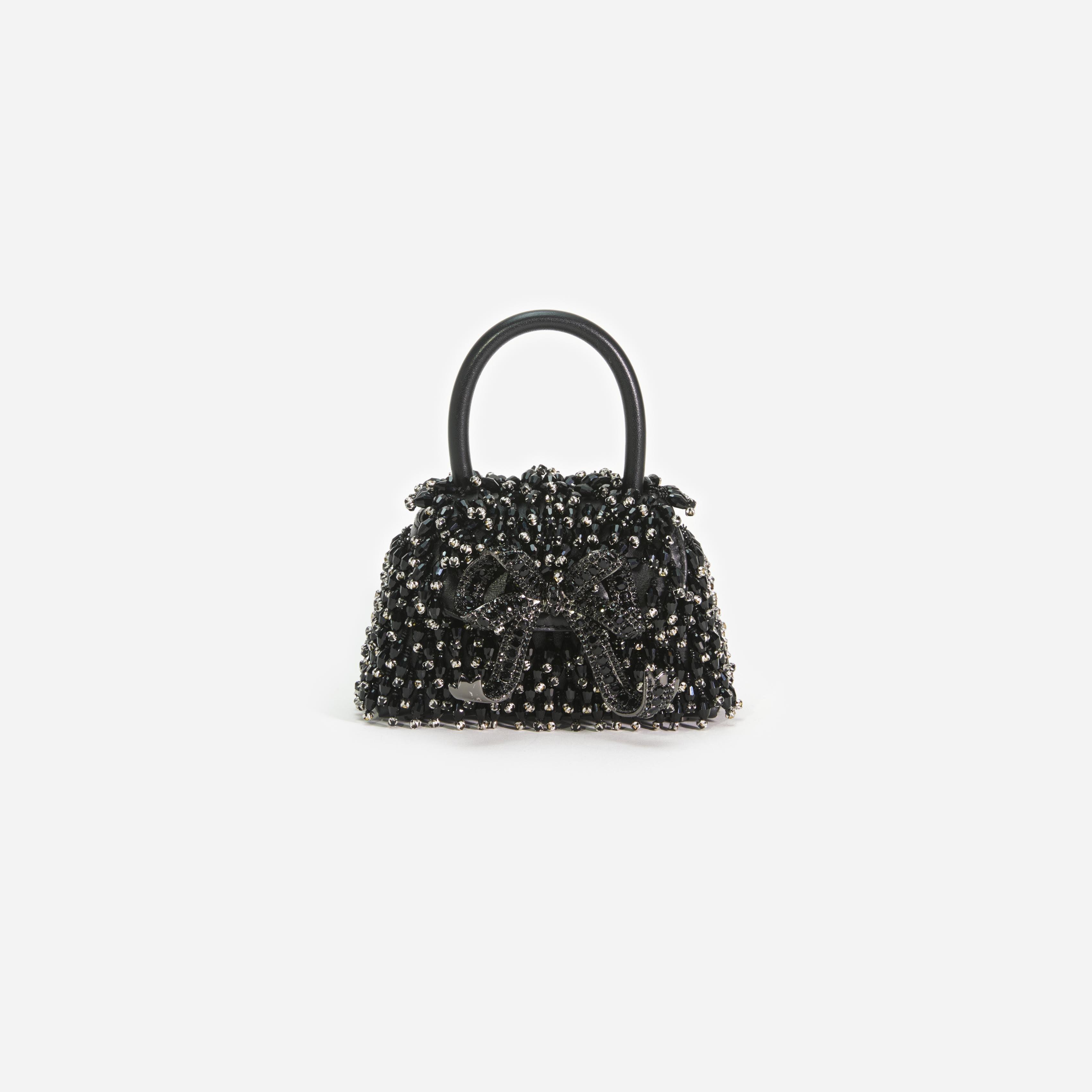 Black Embellished Micro Bow Bag Product Image