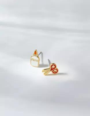 Yellow Owl Paste And Scissors Earrings Product Image