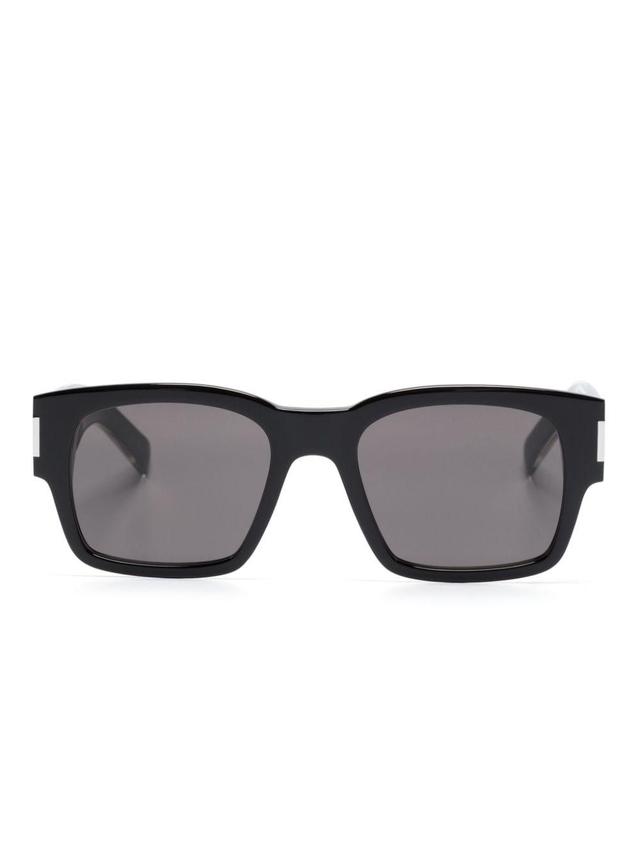 Ysl-plaque Square-frame Sunglasses In Black Product Image