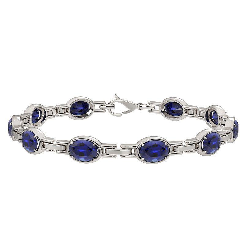 Sterling Silver Lab-Created Sapphire Bracelet, Womens Product Image