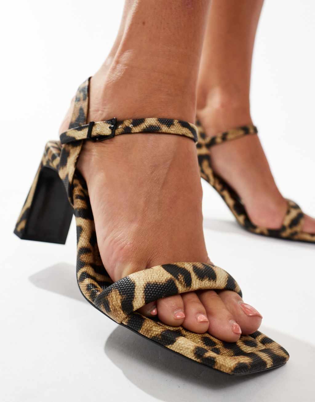 Stradivarius heeled sandal in leopard Product Image