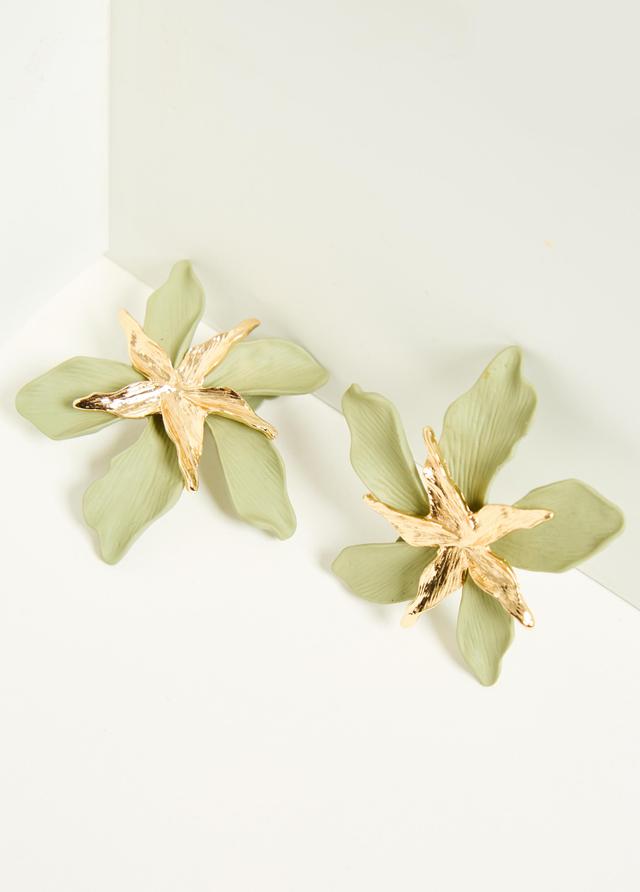 Textured Flower Clip On Earrings Product Image