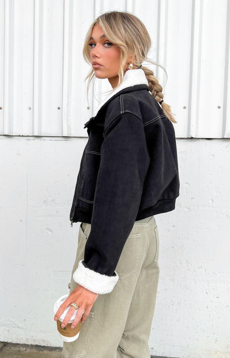 Indy Black Denim Sherpa Jacket Product Image