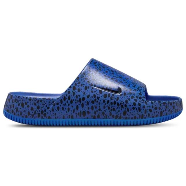 NIKE Mens  Calm Slides Print Ns In Racer Blue/dk Obsidian/racer Blue Product Image