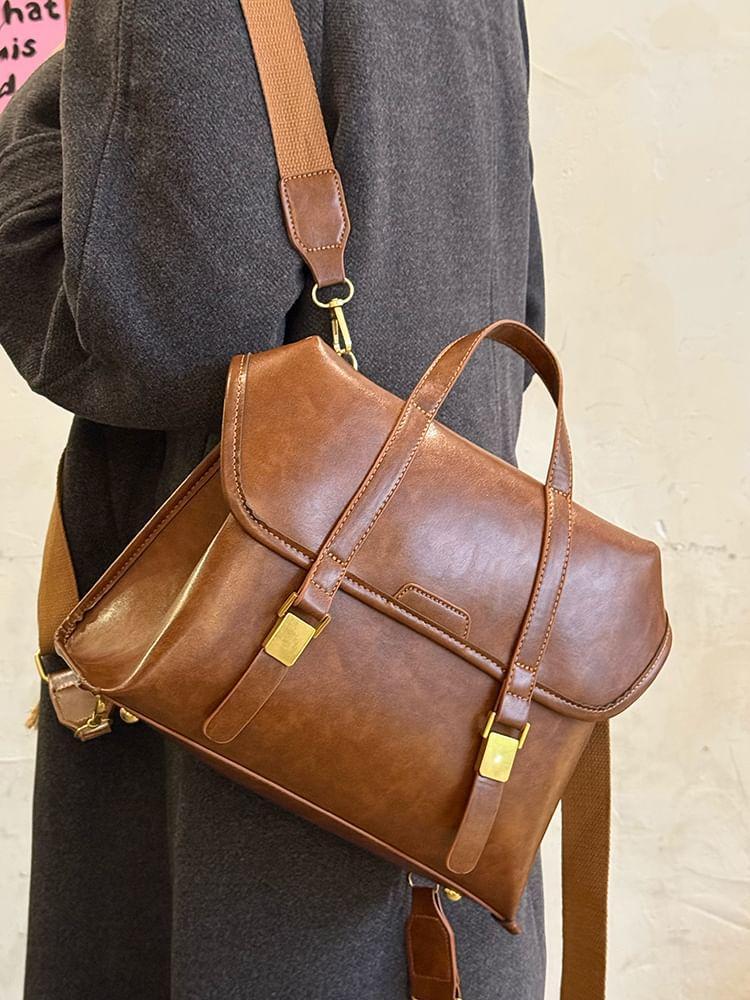 Faux Leather Satchel Backpack Product Image