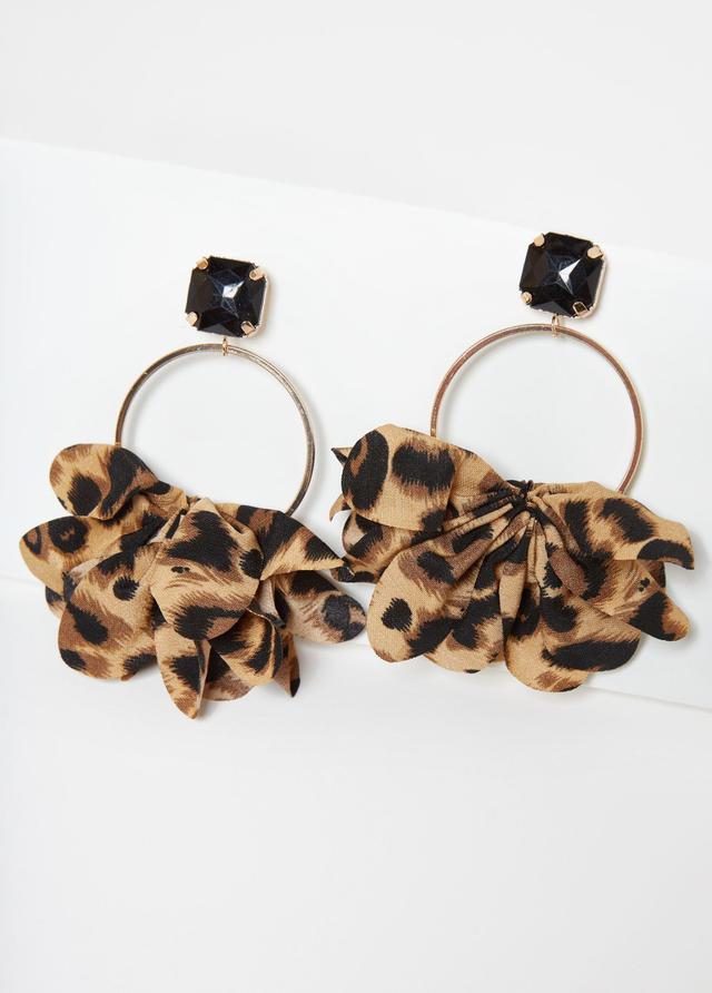 Plus Size Crystal Leopard Hoop Earrings Ashley Stewart Product Image