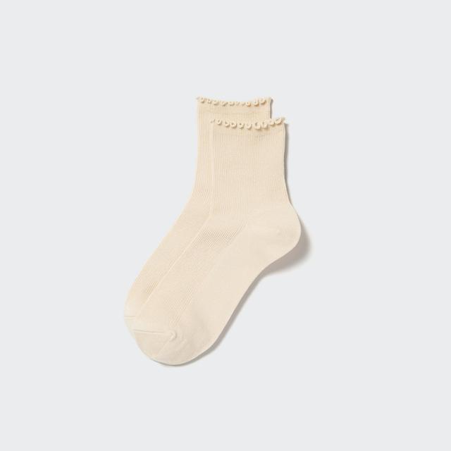 Womens Heattech Crew Mellow Socks with Odor Control Beige US W 7.5-10 UNIQLO US Product Image