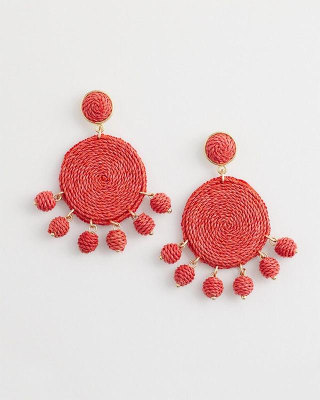 No Droop Raffia Drop Earrings   Chico's - Nectarine - Women Product Image