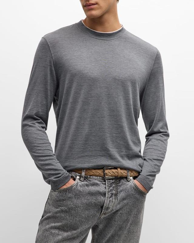 Men's Silk-Cotton Long Sleeve T-Shirt Product Image