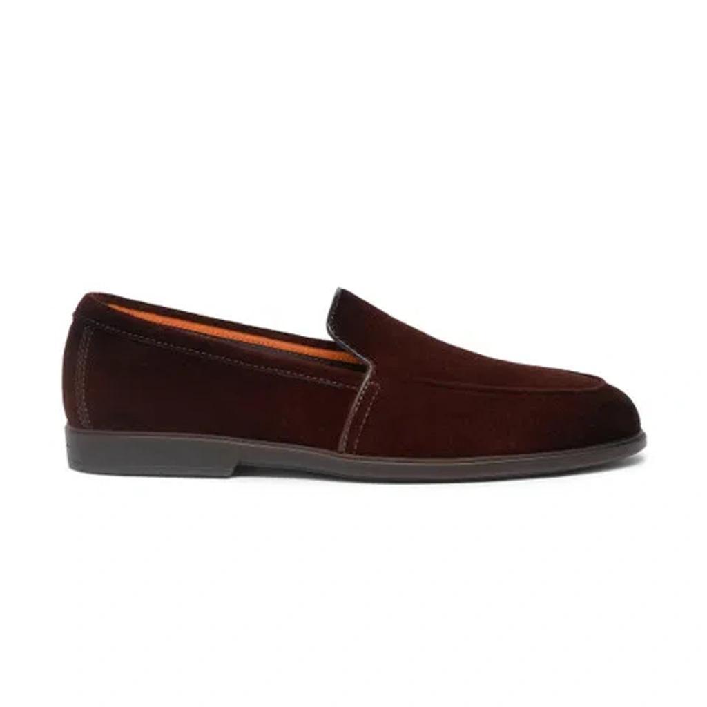 SANTONI Men's Burgundy Suede Loafer product image