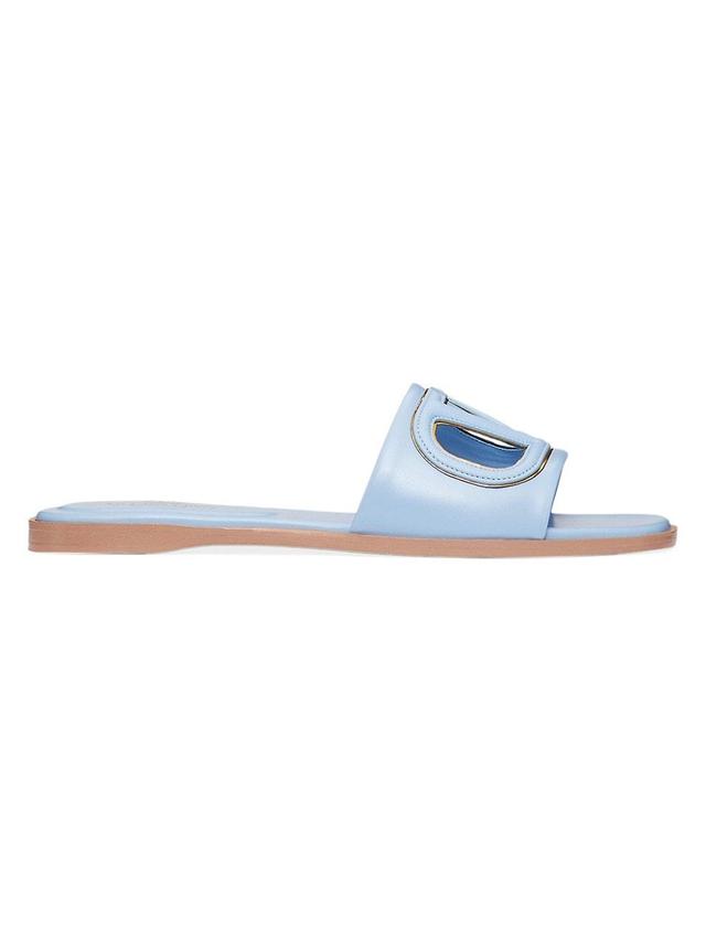 Womens VLogo Cut-Out Calfskin Slide Sandals Product Image