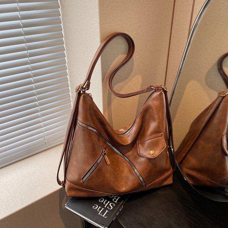 Multi-Pocket Faux Leather Tote Bag Product Image